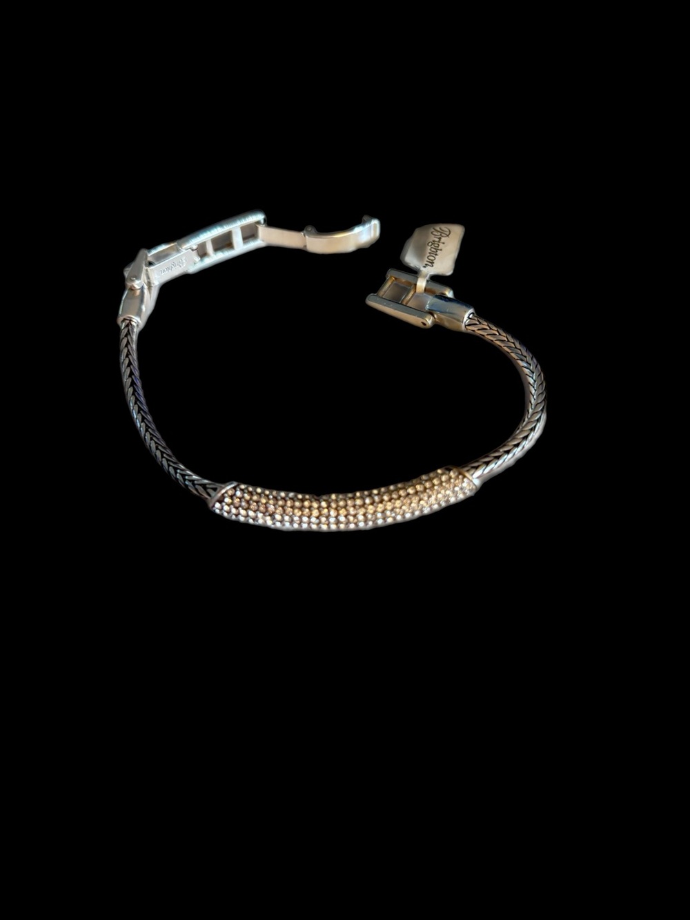 BRIGHTON 'Meridian Blaze' Bracelet Pavé Crystals Silver Plate Wheat Chain 7"NWT - Picture 3 of 6